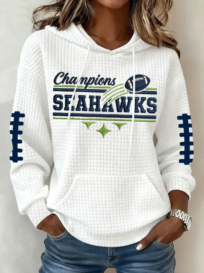 Seattle Football Champions Hoodie For Women's Seahawks Merch Game Day Hoodie Football Fan Gifts