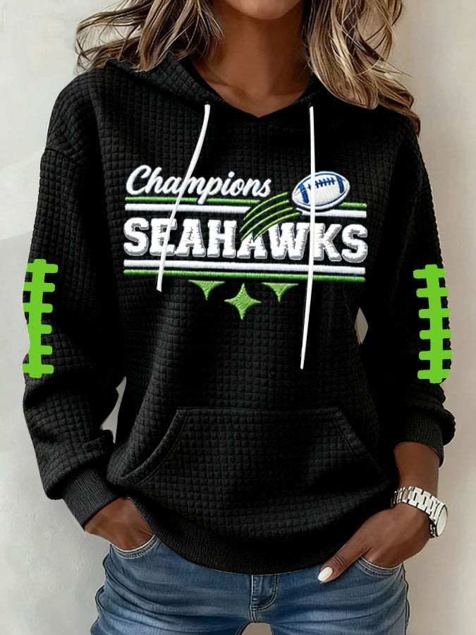 Seattle Football Champions Hoodie For Women's Seahawks Merch Game Day Hoodie Gifts