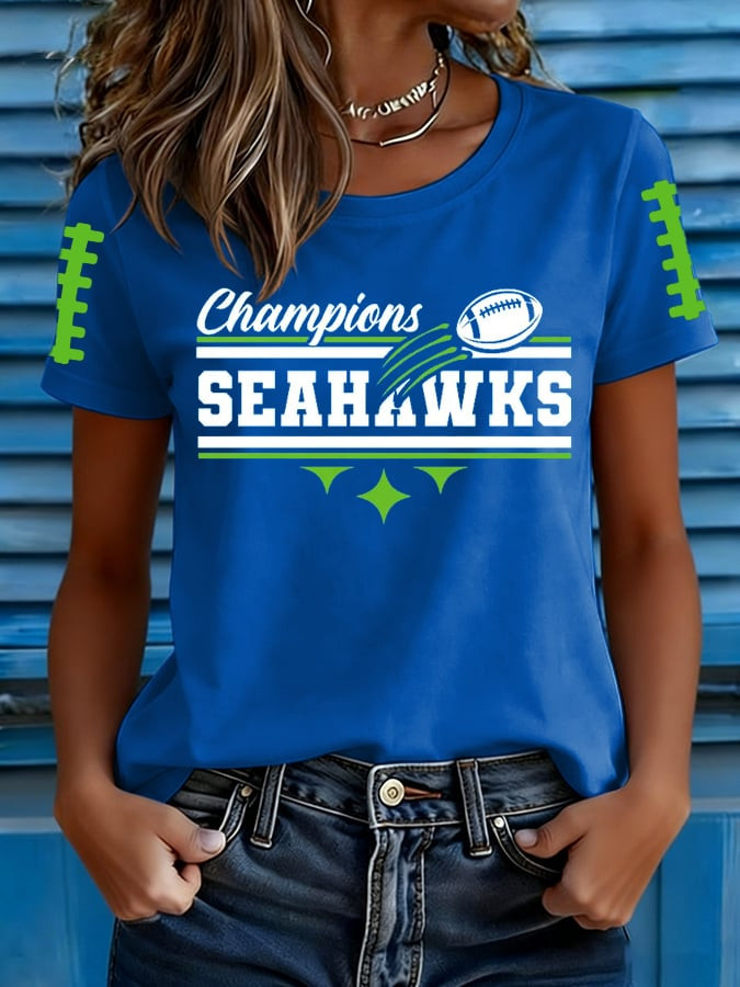 Seattle Football Champions T-Shirt For Women's Seahawks Merch Game Day Clothing