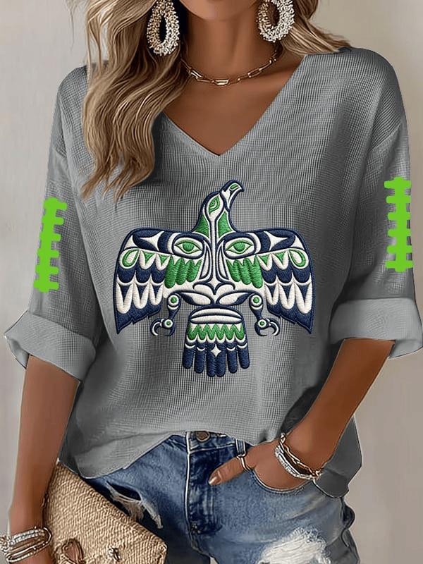 Seattle Football Eagle Long Sleeve V-Neck T-Shirt Forever Seattle Shirt Seahawks Merch For Fans