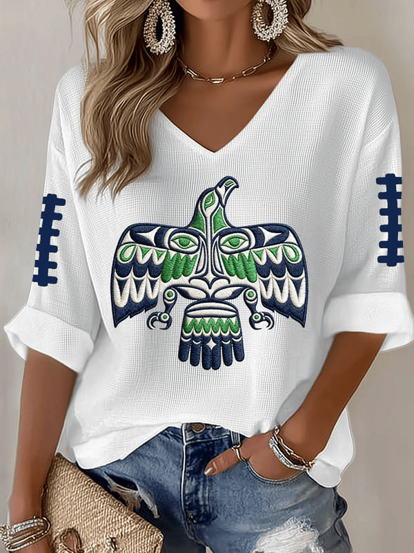 Seattle Football Eagle Long Sleeve V-Neck T-Shirt Forever Seattle Shirt Seahawks Merch For Fans