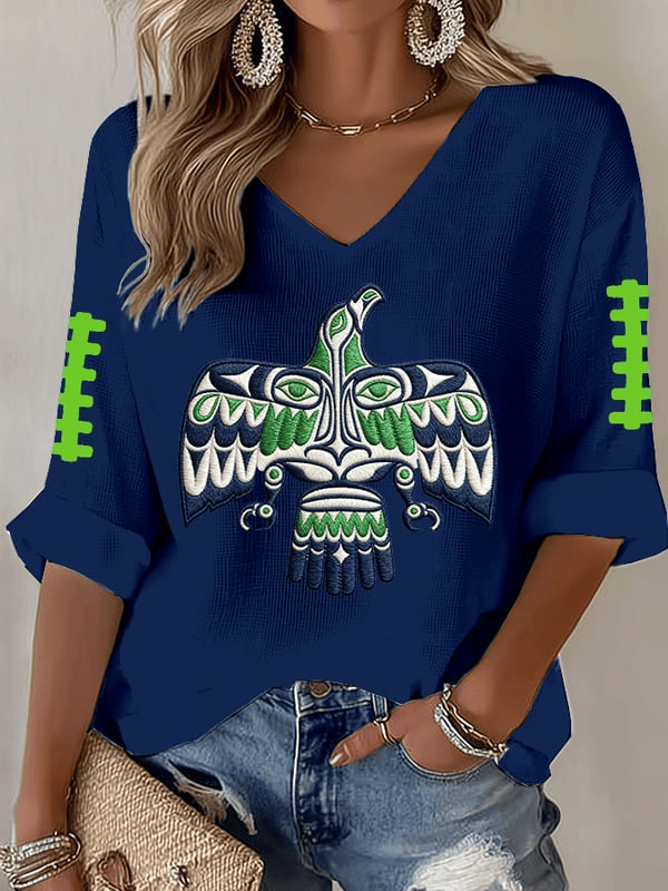 Seattle Football Eagle Long Sleeve V-Neck T-Shirt Forever Seattle Shirt Seahawks Merch For Fans