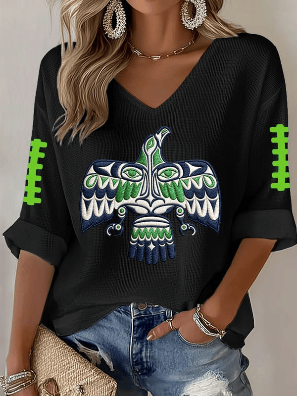 Seattle Football Eagle Long Sleeve V-Neck T-Shirt Forever Seattle Shirt Seahawks Merch For Fans