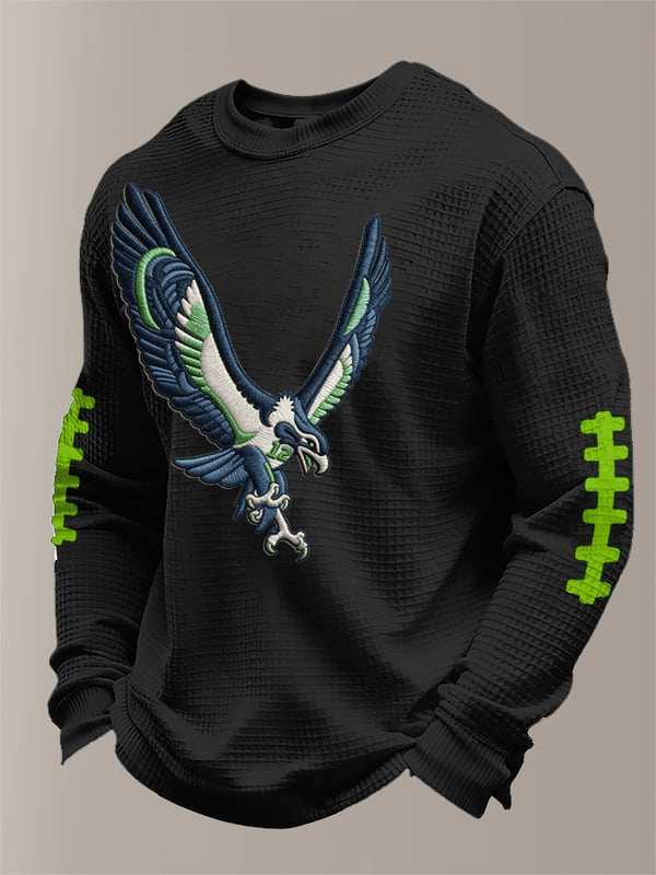 Seattle Football Eagle Waffle Long Sleeve Shirt Seahawks Apparel Seattle Pride Game Day Gifts