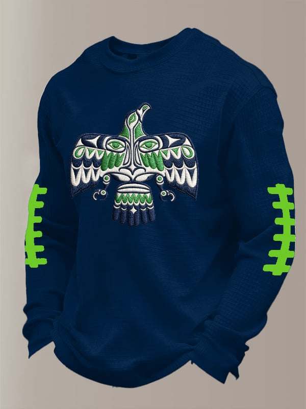 Seattle Football Eagle Waffle Long Sleeve T-Shirt Seahawks Merch Game Day Clothing Men's