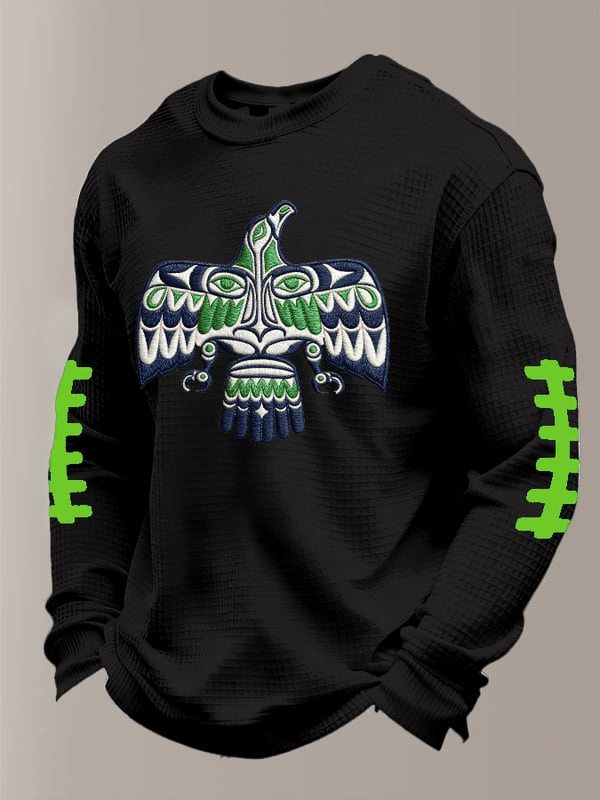 Seattle Football Eagle Waffle Long Sleeve T-Shirt Seahawks Merch Game Day Clothing Men's