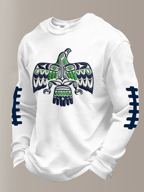 Seattle Football Eagle Waffle Long Sleeve T-Shirt Seahawks Merch Game Day Clothing Men's