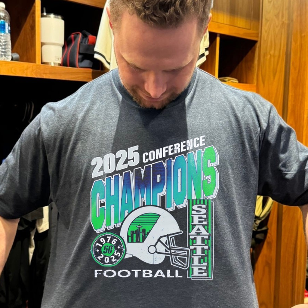 Seattle Football Emerald City Rise 2025 Conference Champions Shirt Seahawks Merch Fans Gifts