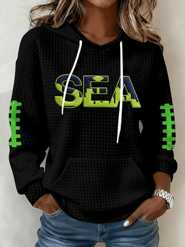 Seattle Football Game Day Waffle Hoodie Seahawks Hoodie Forever Seattle Merch Gifts For Mom
