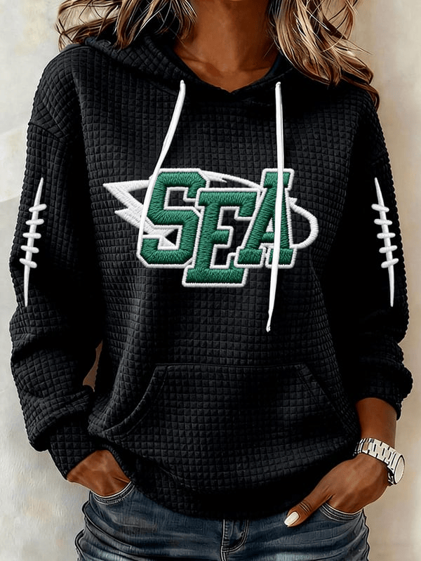 Seattle Football Game Day Waffle Hoodie Seahawks Hoodie Seattle Pride Merch Gifts For Wife