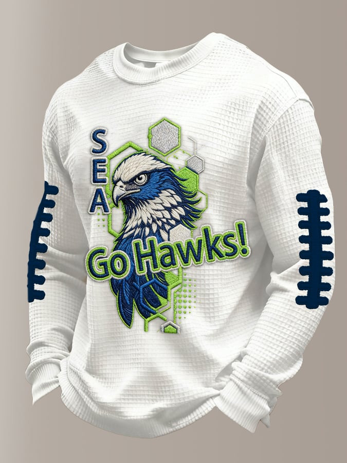 Seattle Football Go Hawks Long Sleeve T-Shirt Seahawks Merch Game Day Clothing White Seattle Football Go Hawks Long Sleeve T-Shirt Seahawks Merch Game Day Clothing White