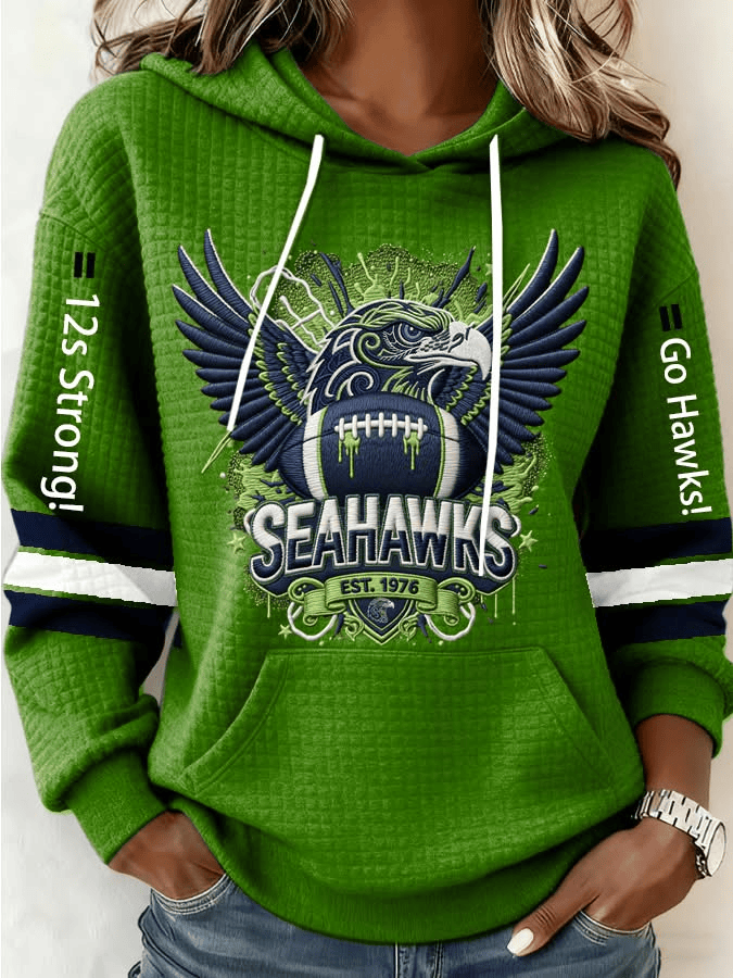 Seattle Football Go Hawks Waffle Sweatshirt Seahawks Merch 12s Strong Game Day Apparel Women's Seattle Football Go Hawks Waffle Sweatshirt Seahawks Merch 12s Strong Game Day Apparel Women's