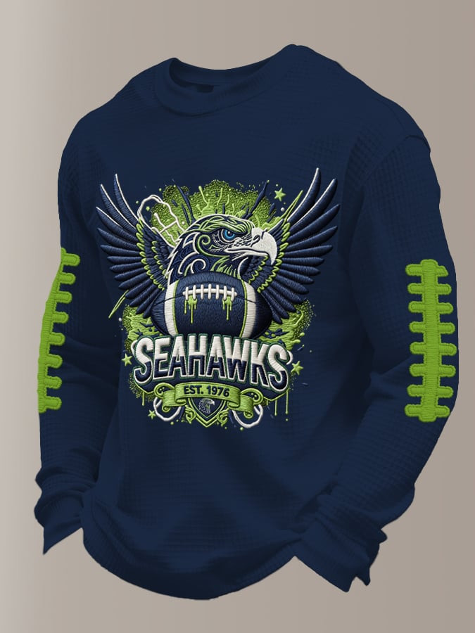 Seattle Football Long Sleeve T-Shirt Seahawks Merch Game Day Clothes Navy Football Lovers Gifts