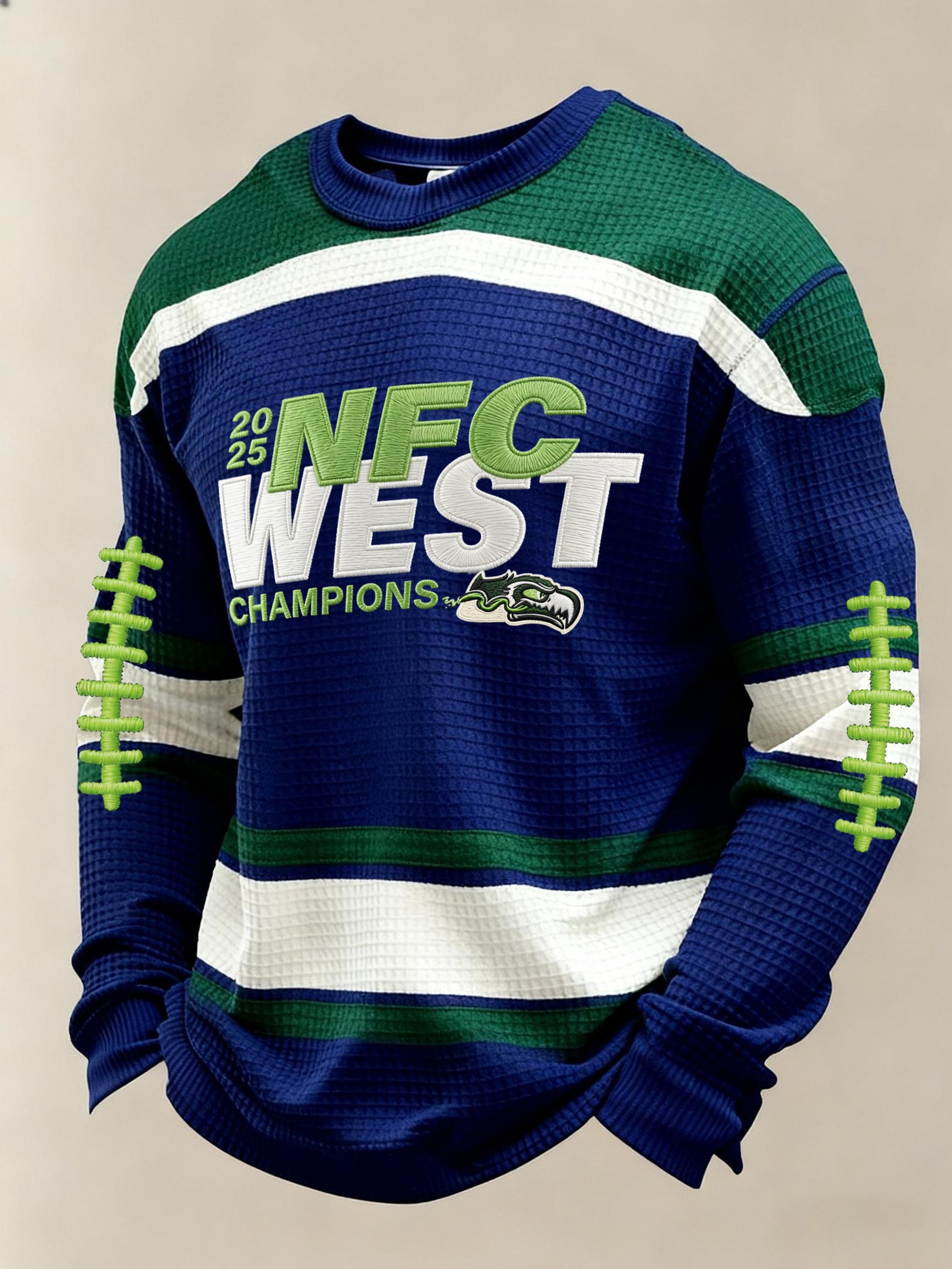 Seattle Football NFC West Champions Waffle Long Sleeve T-Shirt Seahawks Merch SS Shirt Men's