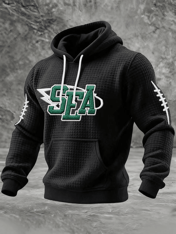 Seattle Football SS Waffle Hoodie Black Game Day Seahawks Merch Gifts For Football Fan Seattle Football SS Waffle Hoodie Black Game Day Seahawks Merch Gifts For Football Fan