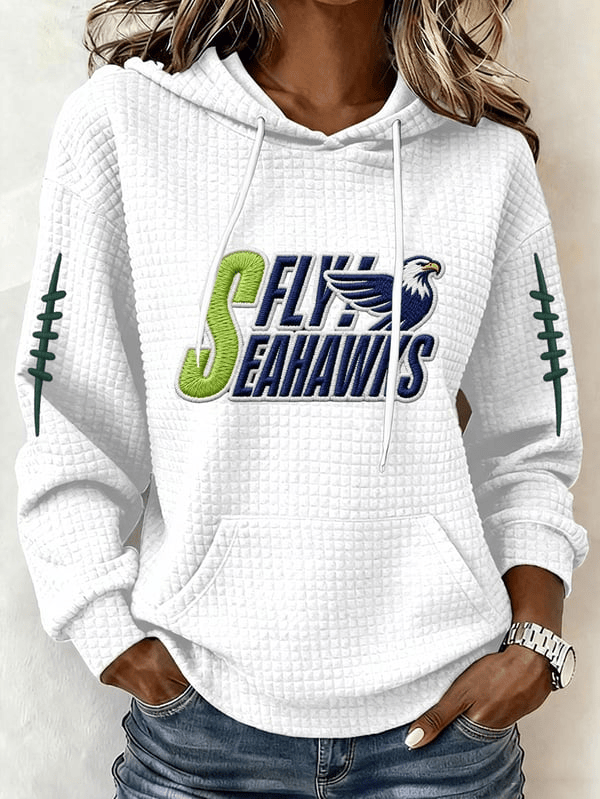 Seattle Football SS Waffle Hoodie Fly Seahawks Merch Game Day Apparel Football Fan Gift Ideas