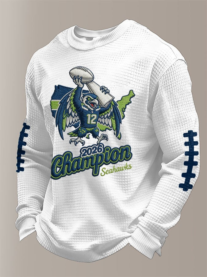 Seattle Football SS Waffle Long Sleeve T-Shirt Seahawks Merch Forever Seattle Shirt White