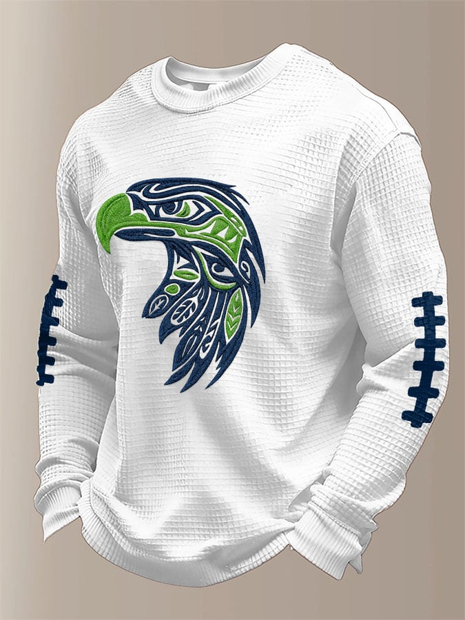 Seattle Football SS Waffle Long Sleeve T-Shirt Seahawks Merch Seattle Pride Game Day Shirt White