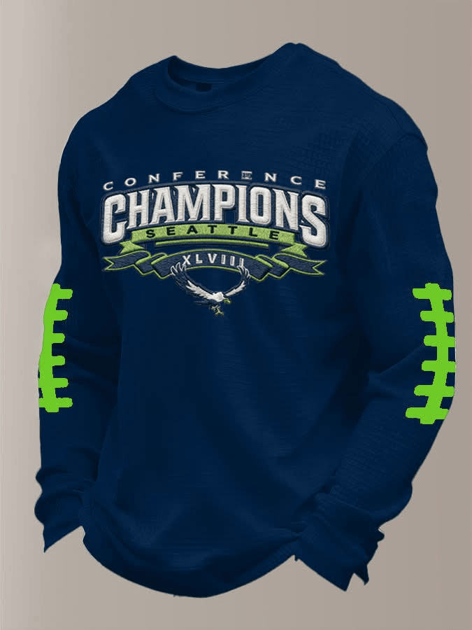 Seattle Football Super Bowl Merch 2026 Waffle Long Sleeve Shirt Seahawks Merch SS Game Day Shirt