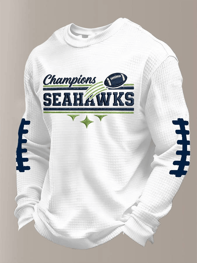 Seattle Football Super Bowl Merch 2026 Waffle Long Sleeve Shirt Seahawks Merch SS Pride Shirt