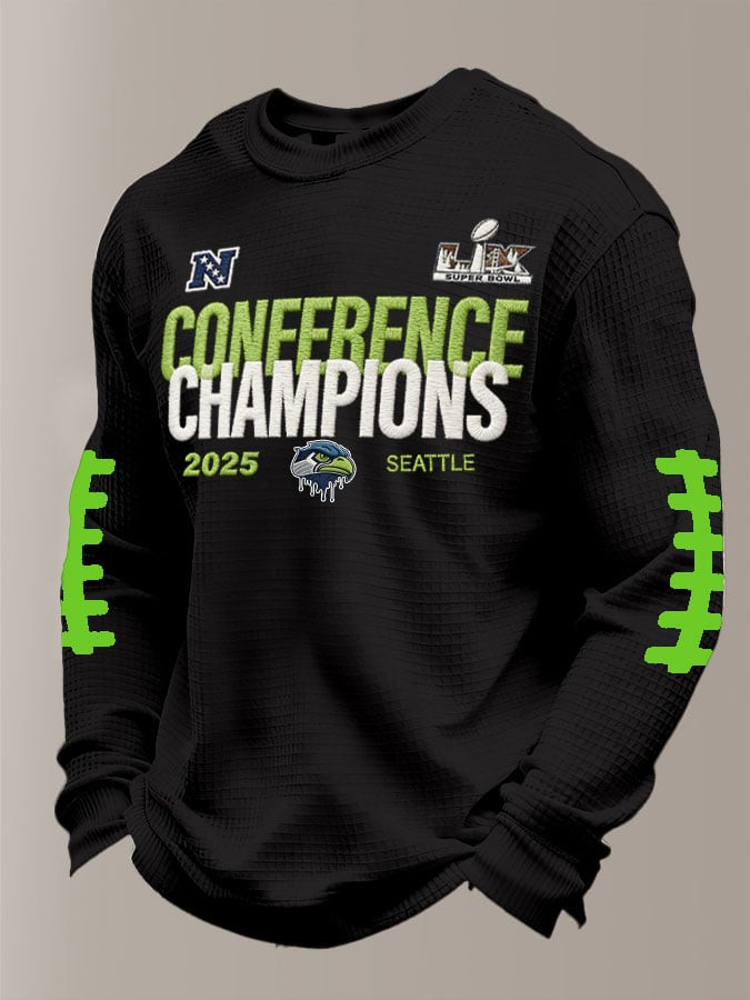 Seattle Football Supper Bowl Waffle Long Sleeve T-Shirt Seahawks Merch Game Day Shirt Black Seattle Football Supper Bowl Waffle Long Sleeve T-Shirt Seahawks Merch Game Day Shirt Black