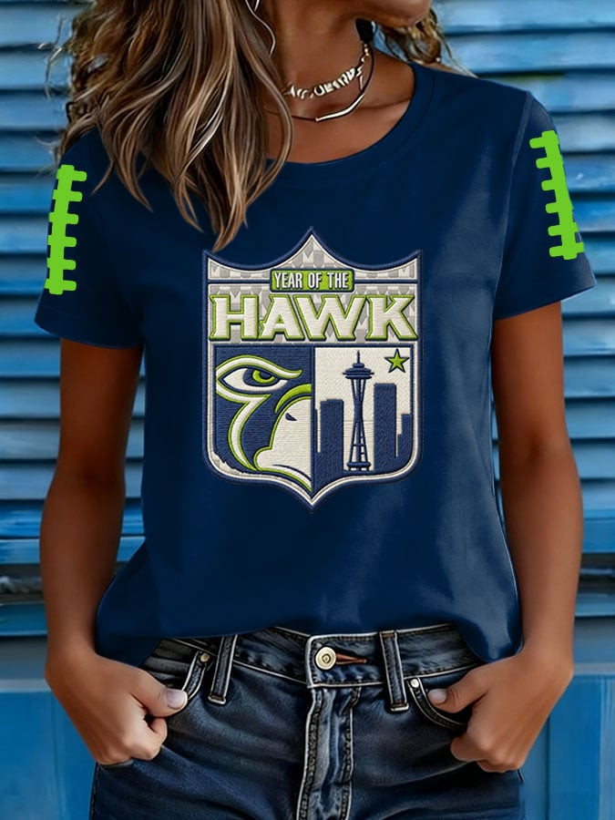 Seattle Football T-Shirt Seahawks Merch Game Day SS Shirt Navy Gifts For Football Fan
