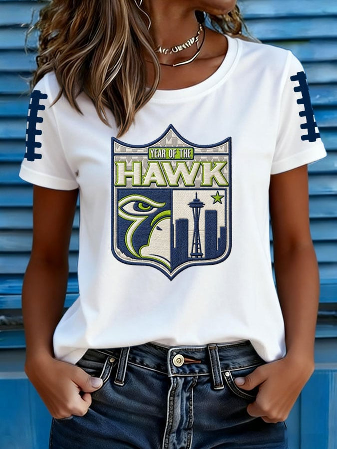 Seattle Football T-Shirt Seahawks Merch Game Day SS Shirt White Gifts For Football Fan