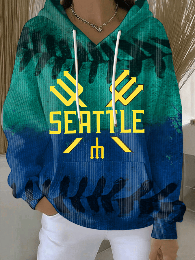 Seattle Football Waffle Hoodie Seahawks Merch Game Day SS Hoodie Football Fan Gift Ideas