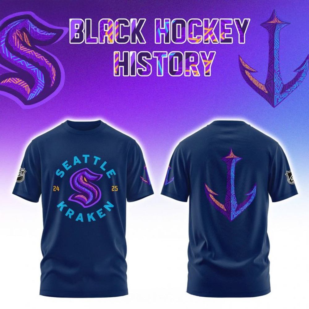 Seattle Kraken Black History Night 2025 Blue T-Shirt Unique Gifts For Hockey Lovers
