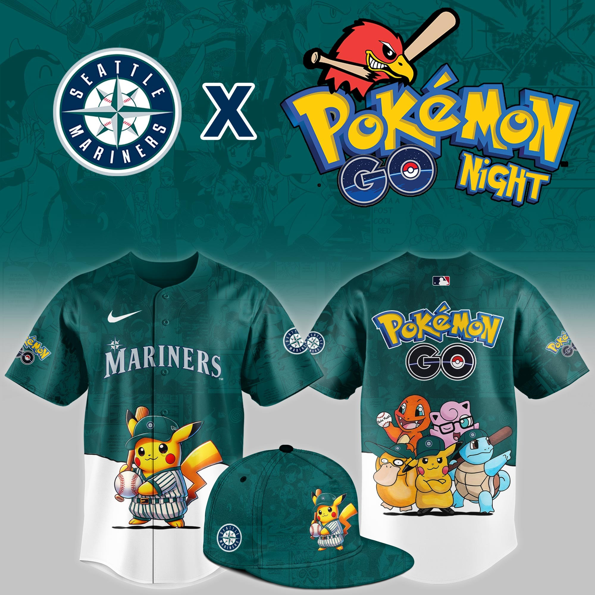 Seattle Mariners 2025 Pokemon GO Night Limited Jersey Baseball Team Gift Ideas