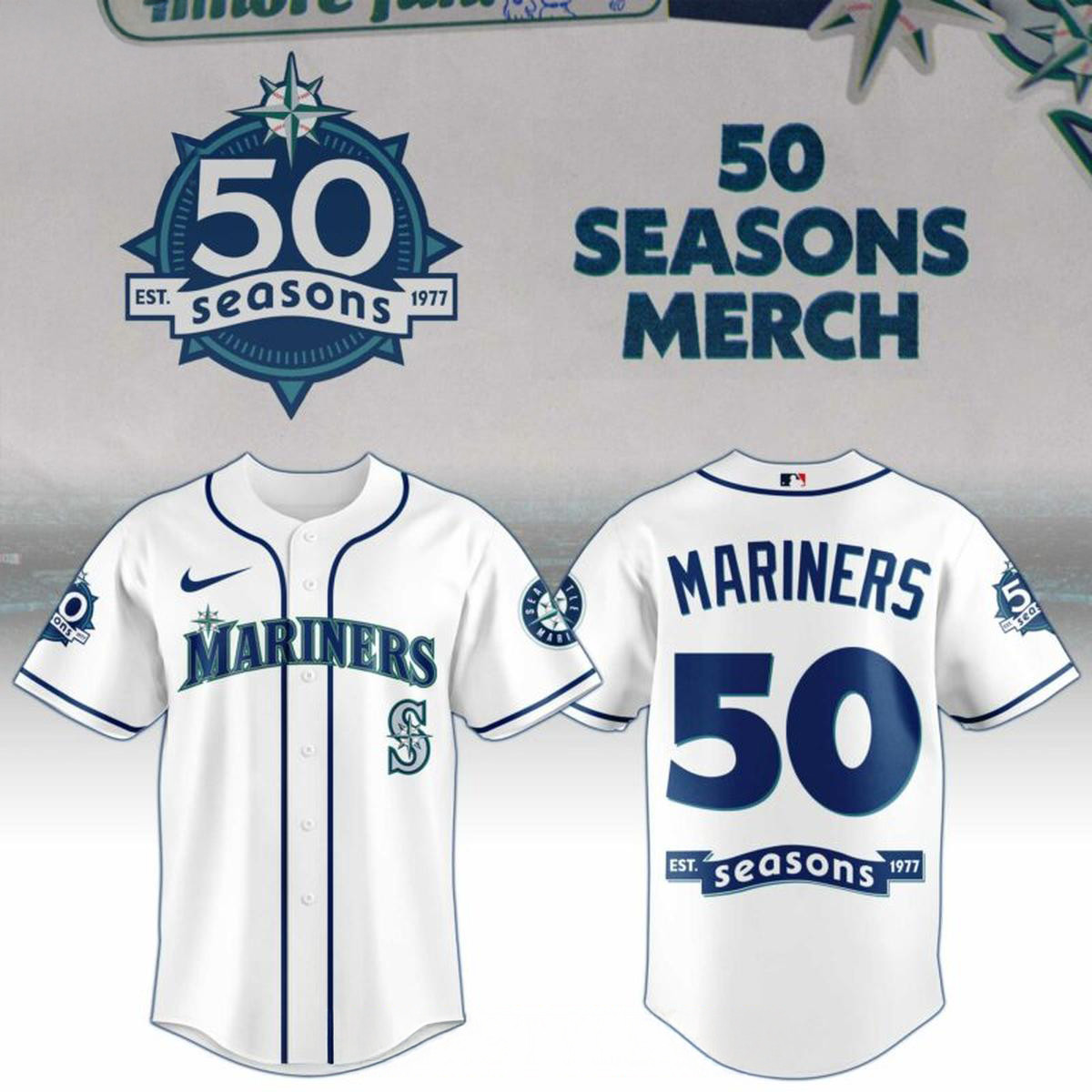 Seattle Mariners 50 Seasons Weekend 2026 Celebrate Baseball Jersey Game Day Clothing Fans Gear