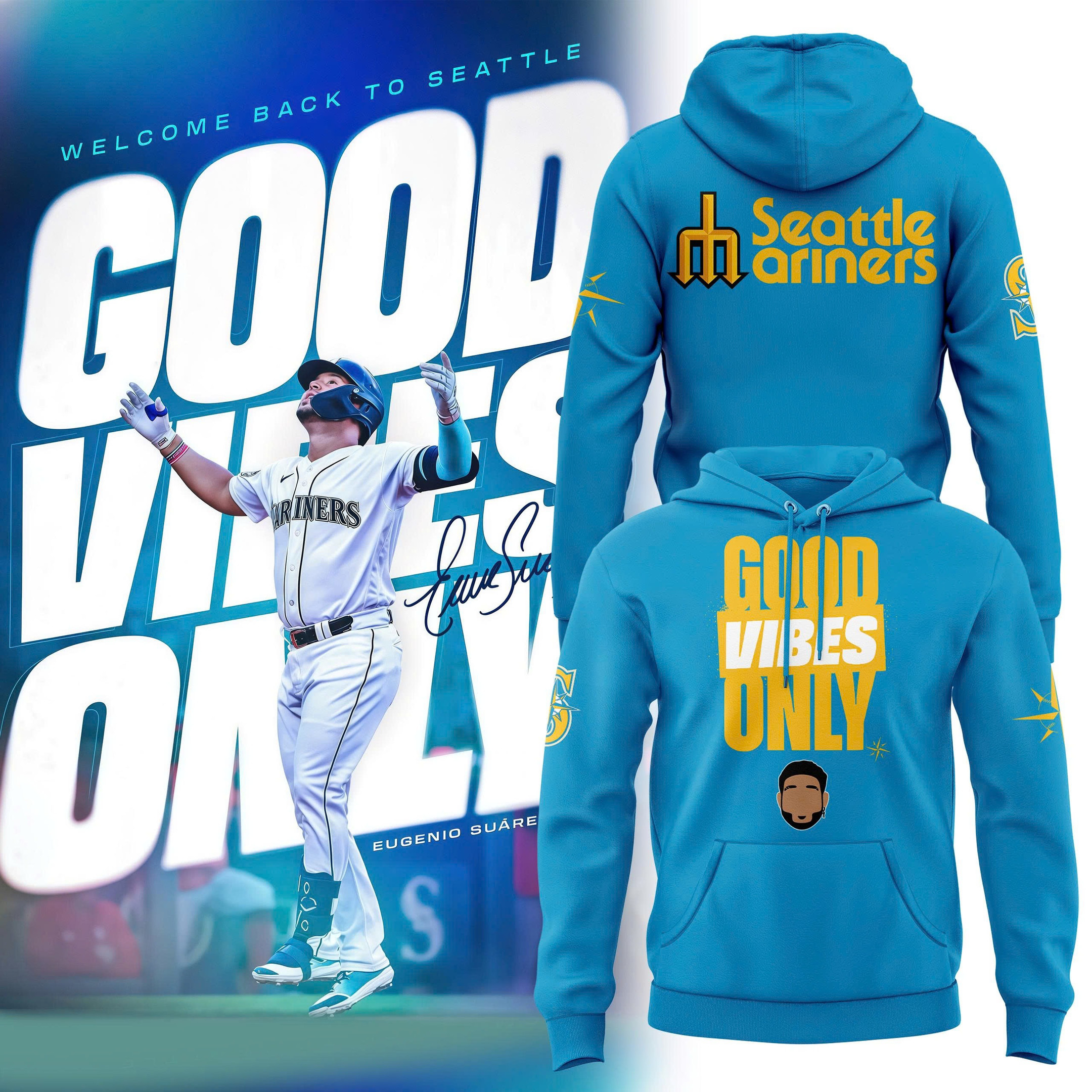 Seattle Mariners Good Vibes Only Hoodie Baseball Lovers Gifts For Seattle Mariners Fans
