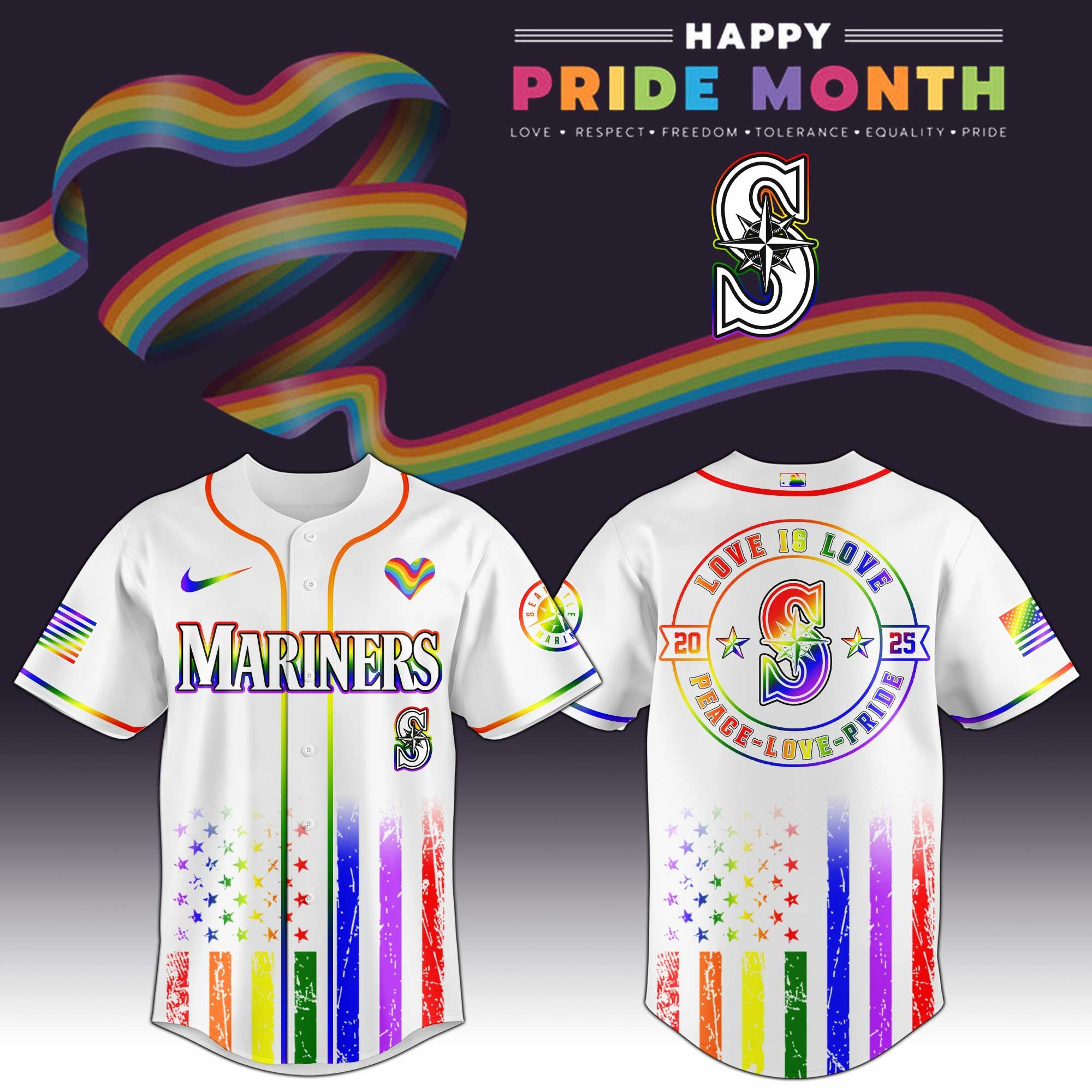 Seattle Mariners MLB x Happy Pride Month Limited Edition Jersey 2025 Best LGBT Merch