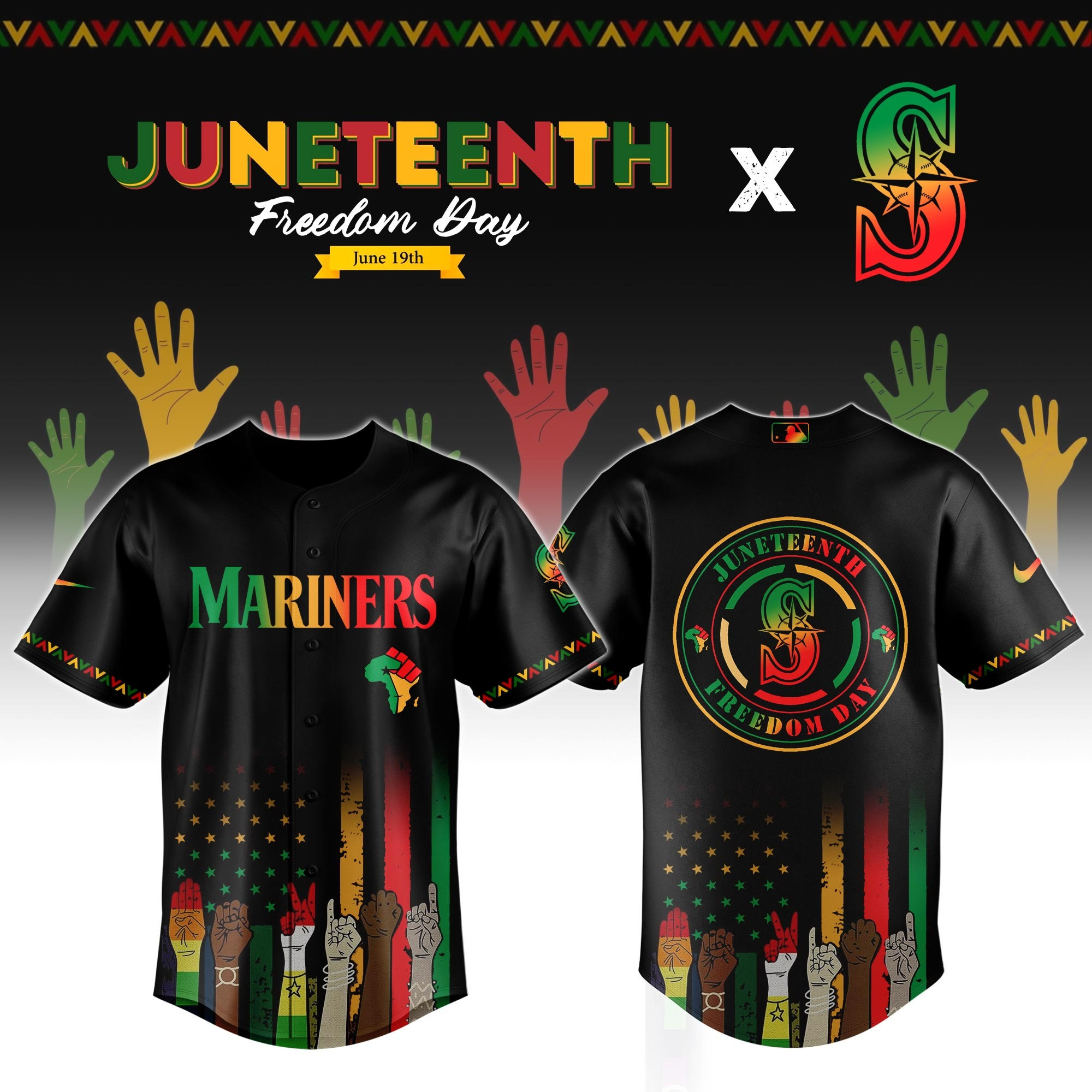 Seattle Mariners MLB x Juneteenth Jersey Gifts For Baseball Lovers