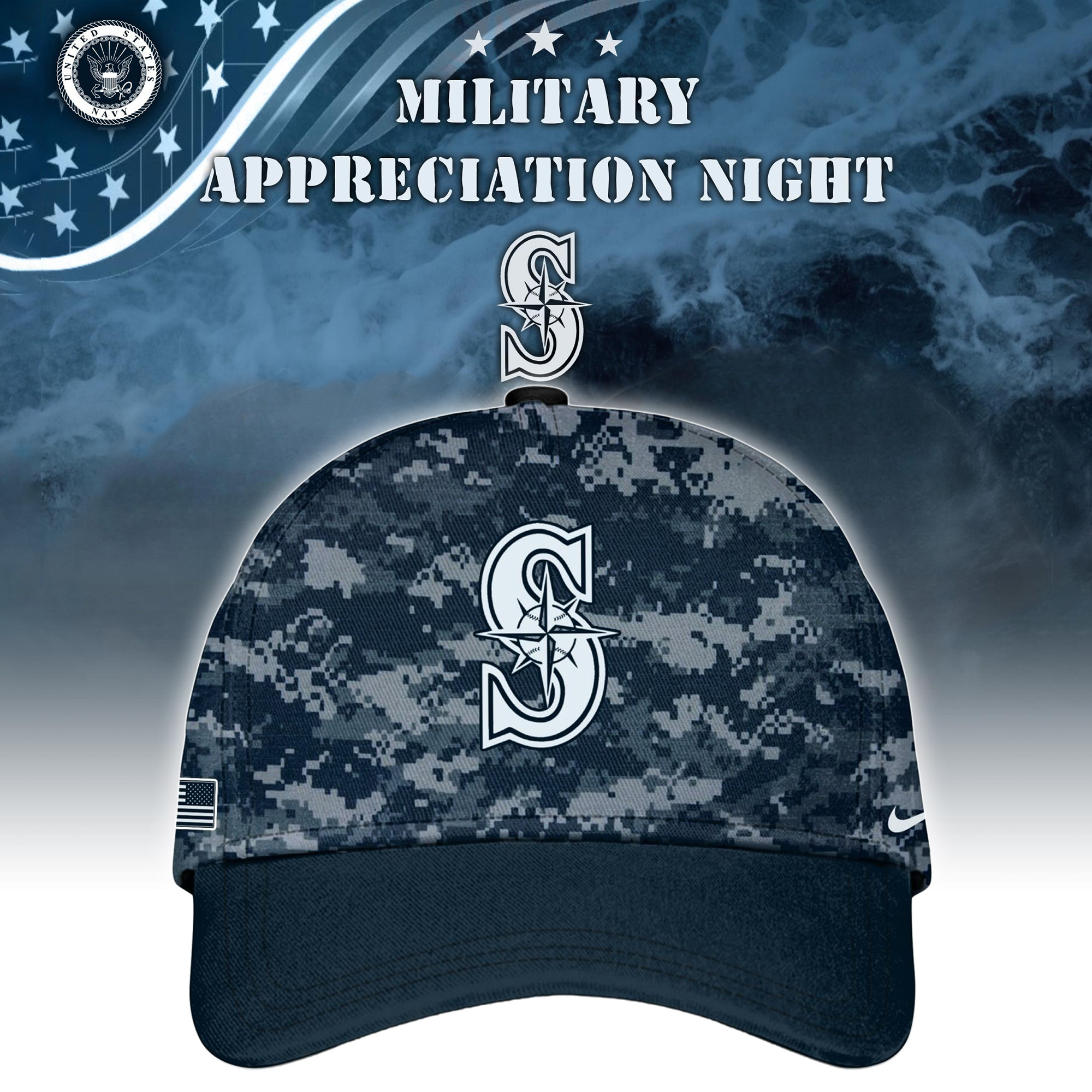 Seattle Mariners MLB x Navy Military Appreciation Night Hat Presents For Baseball Lovers