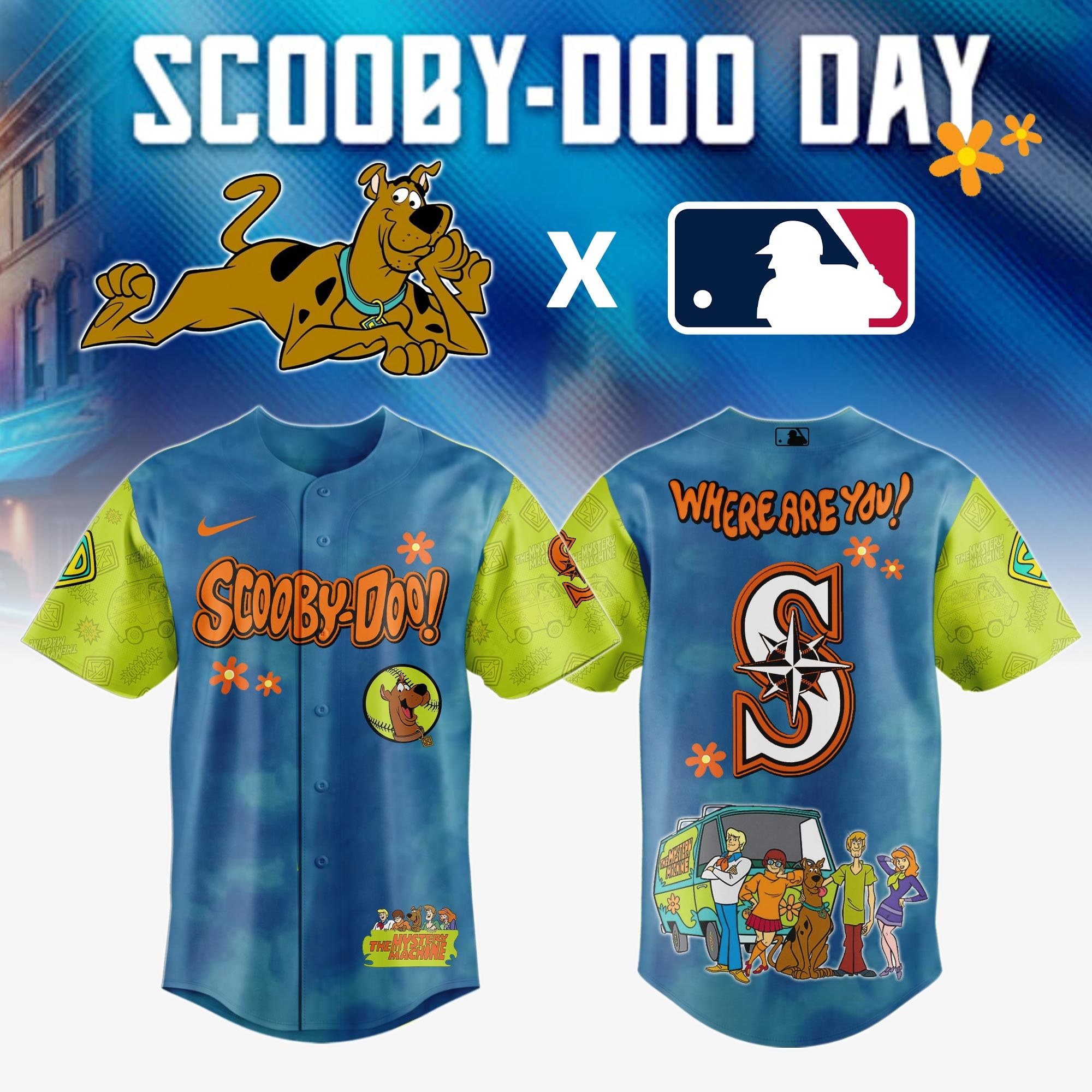 Seattle Mariners MLB x Scooby Doo Jersey Best Gifts For Baseball Fans