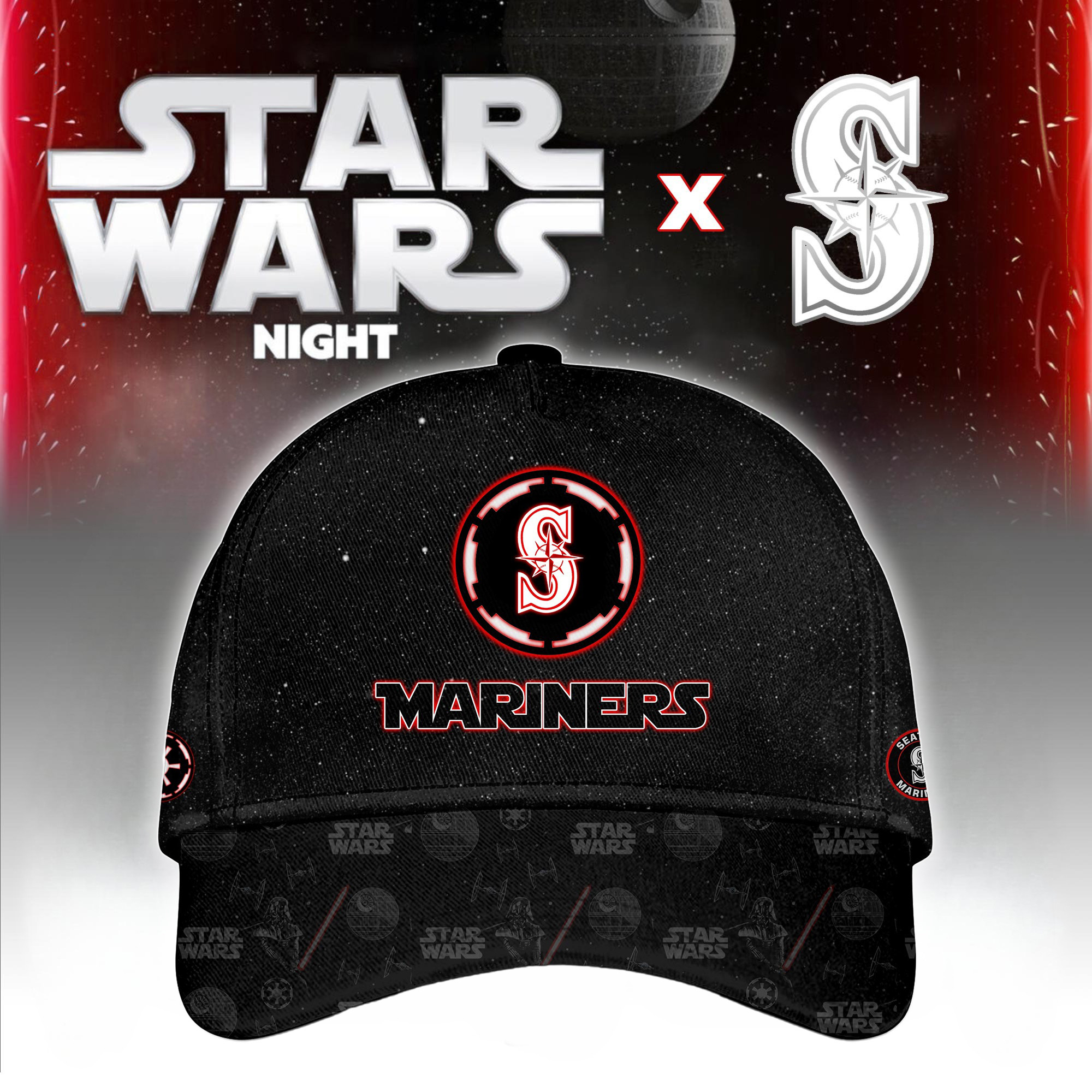 Seattle Mariners MLB x Star War Night Special Edition Hat 2025 Presents For Baseball Lovers