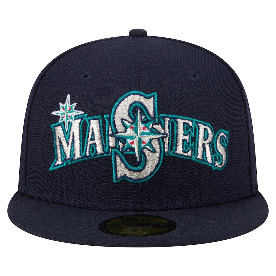 Seattle Mariners New Era Overlap Hat MLB 59FIFTY Fitted Cap Gear Merch Best Gifts For Fans