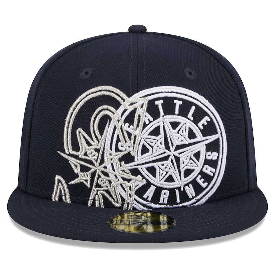 Seattle Mariners New Era Overlap Hat MLB 59FIFTY Fitted Cap Gear Merch Gifts For Fans