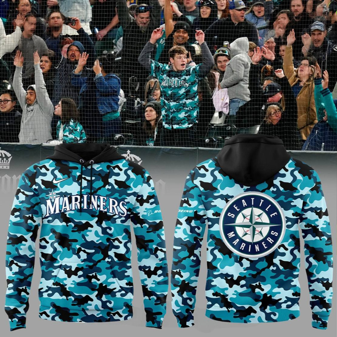 Seattle Mariners Salute to Armed Forces Night Camo Hoodie Gifts For Baseball Lovers