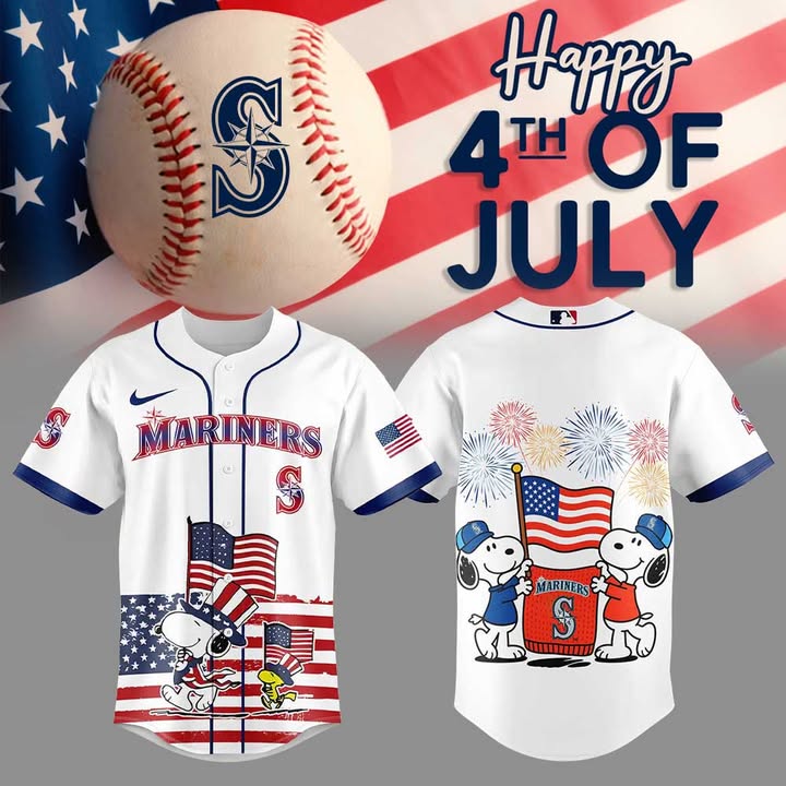 Seattle Mariners Snoopy 4th Off July Independence Day Jersey Mariners Merch Best Gifts For Baseball Players