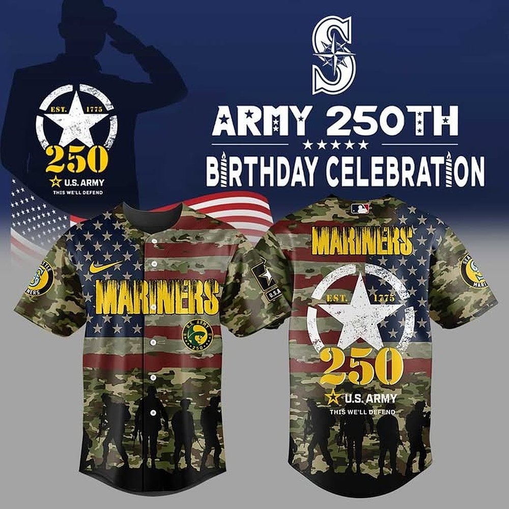 Seattle Mariners US Army's 250th Birthday Celebration Jersey Fans Gifts