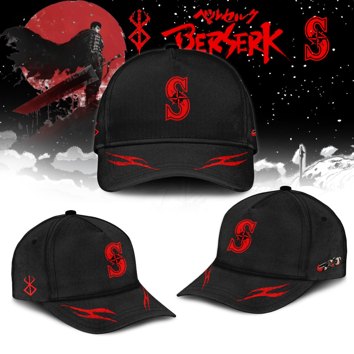 Seattle Mariners x Berserk Limited Edition Hat Best Gifts For Baseball Lovers