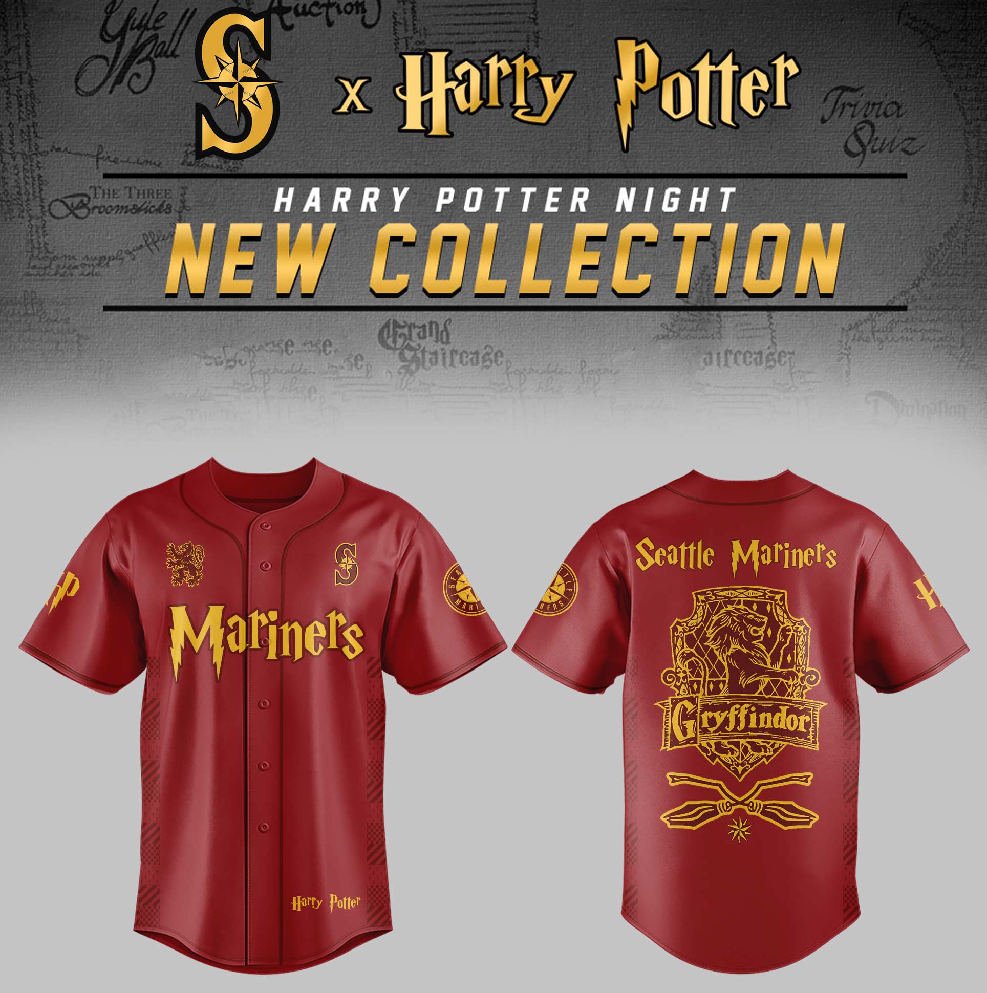 Seattle Mariners x Harry Potter Night Gryffindor House Jersey Baseball Gifts Idea