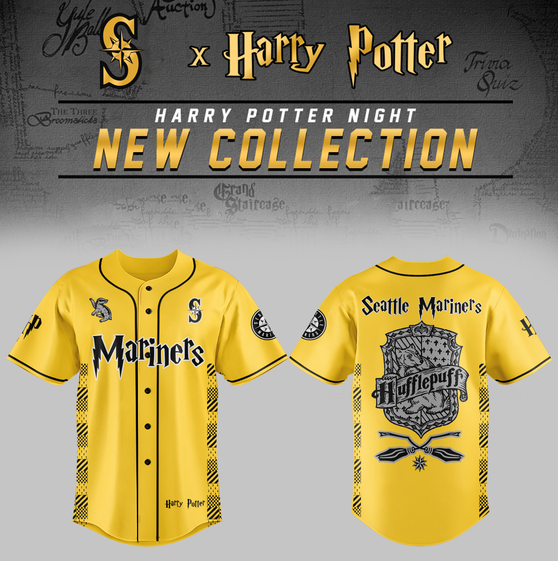 Seattle Mariners x Harry Potter Night Hufflepuff House Jersey Baseball Fan Gifts