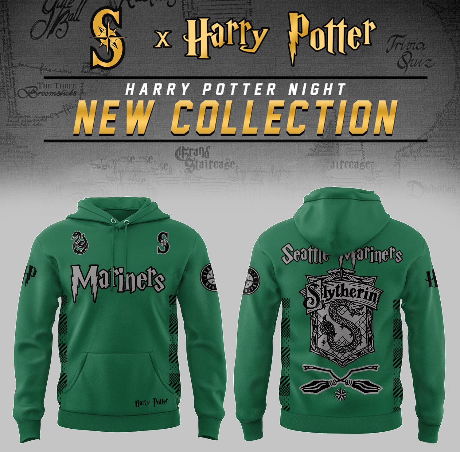 Seattle Mariners x Harry Potter Night Slytherin House Hoodie Gifts For Baseball Players