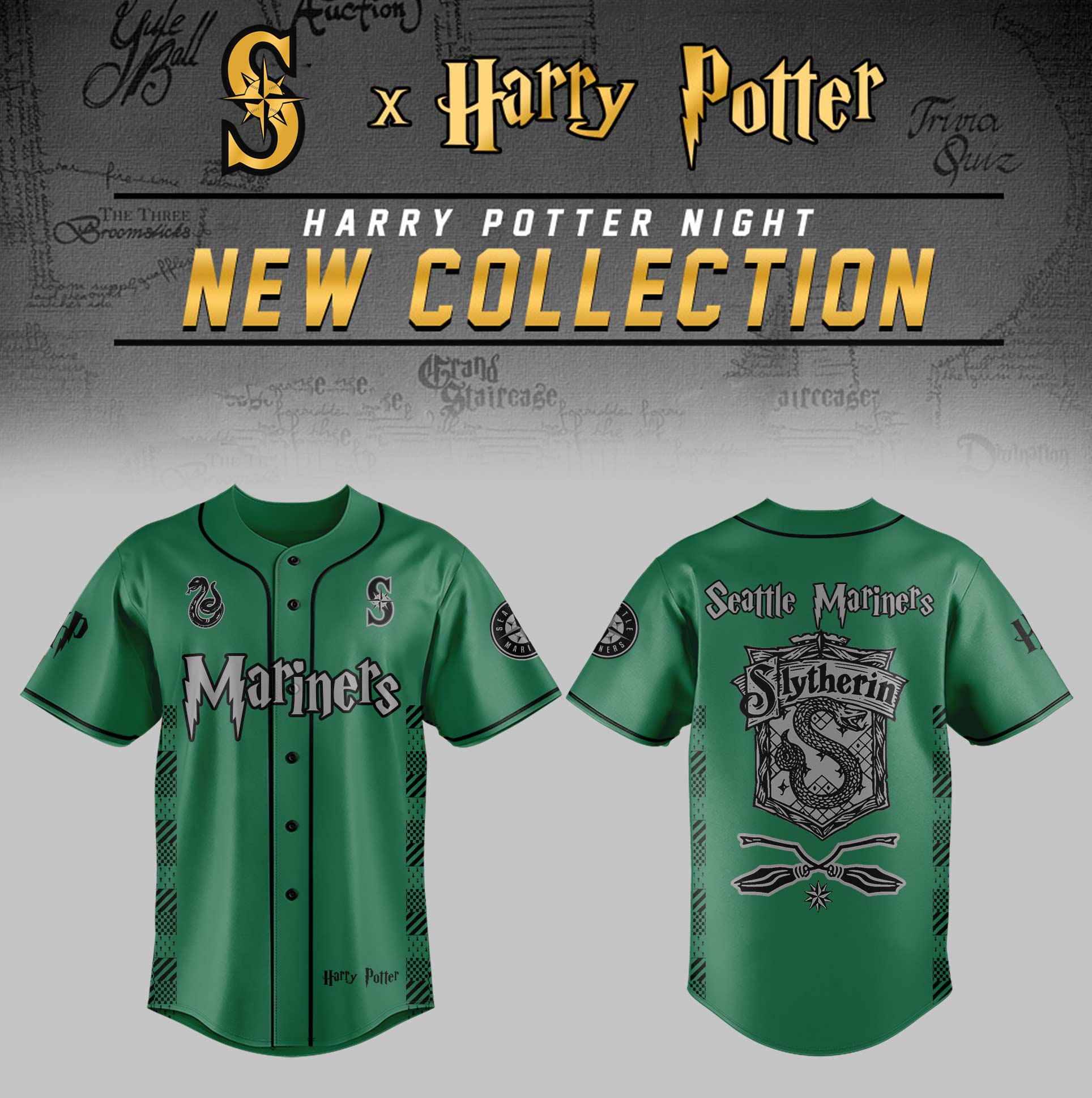 Seattle Mariners x Harry Potter Night Slytherin House Jersey Gift Ideas For Baseball Players