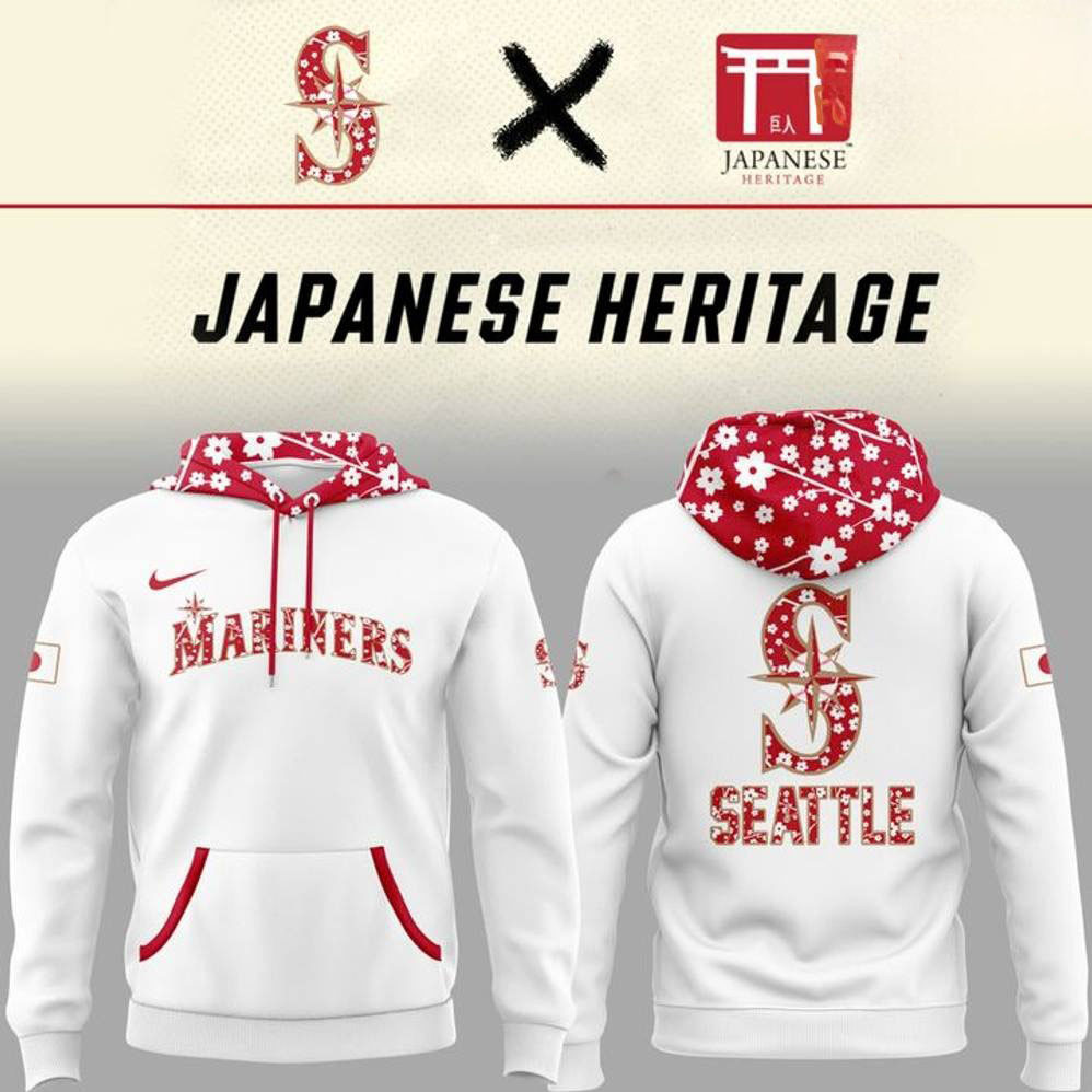 Seattle Mariners x Japanese Heritage Celebration Special White Hoodie Basketball Fan Gift Ideas
