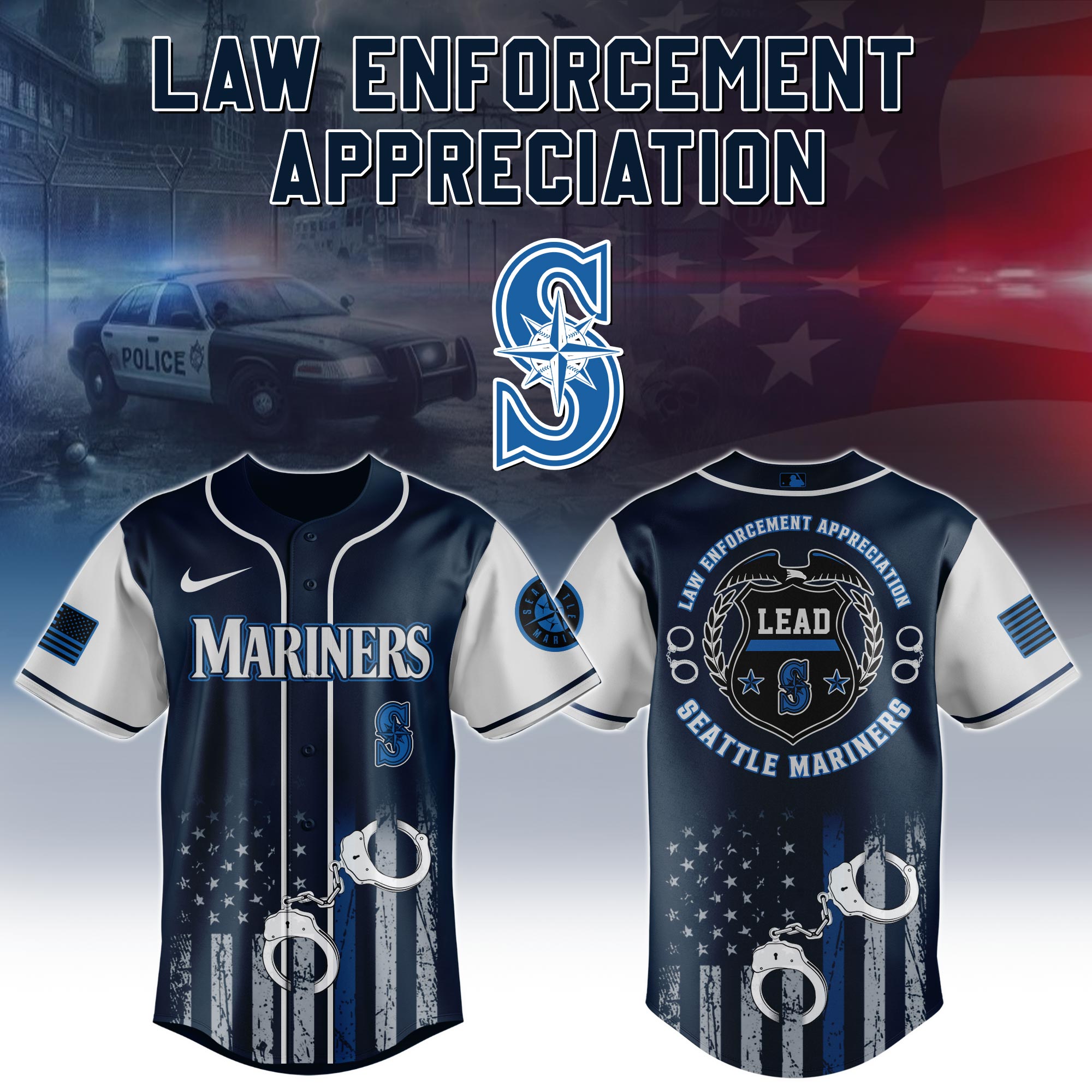 Seattle Mariners x Law Enforcement Appreciation Day Jersey Baseball Fan Gifts