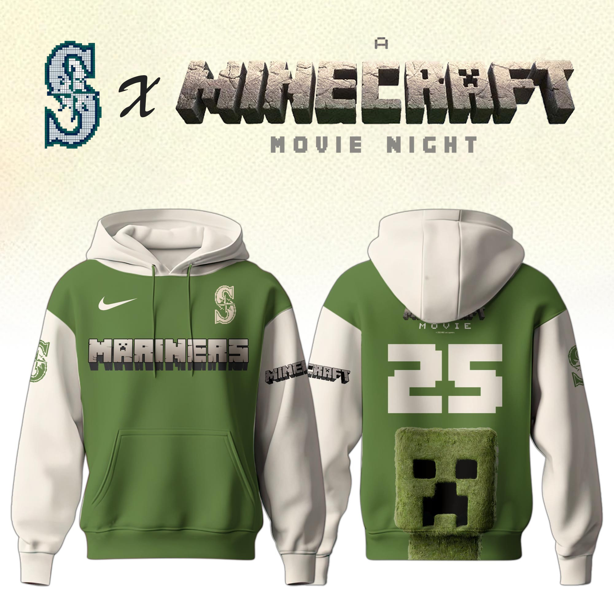 Seattle Mariners x Minecraft Movie Night Hoodie Baseball Lovers Gifts For Minecraft Fans